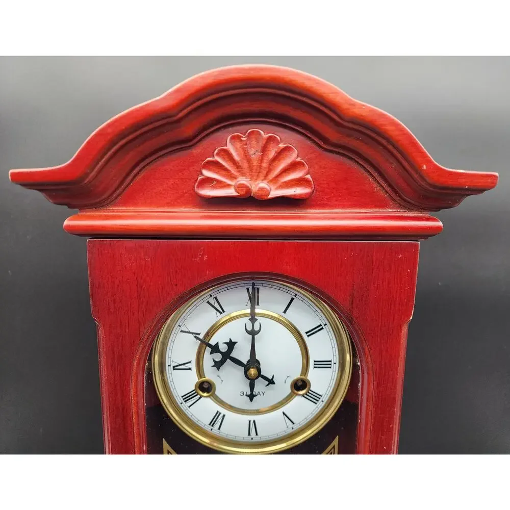 Vintage 31‑Day Regulator Clock Wood Case Glass Door w/ Key – For Decor/Parts